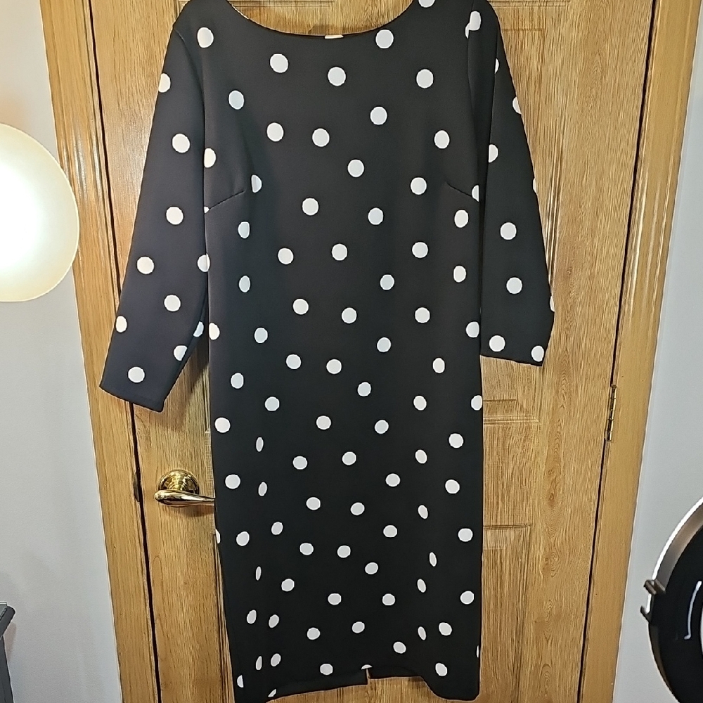 Worthington Black Dress with White Polka Dots